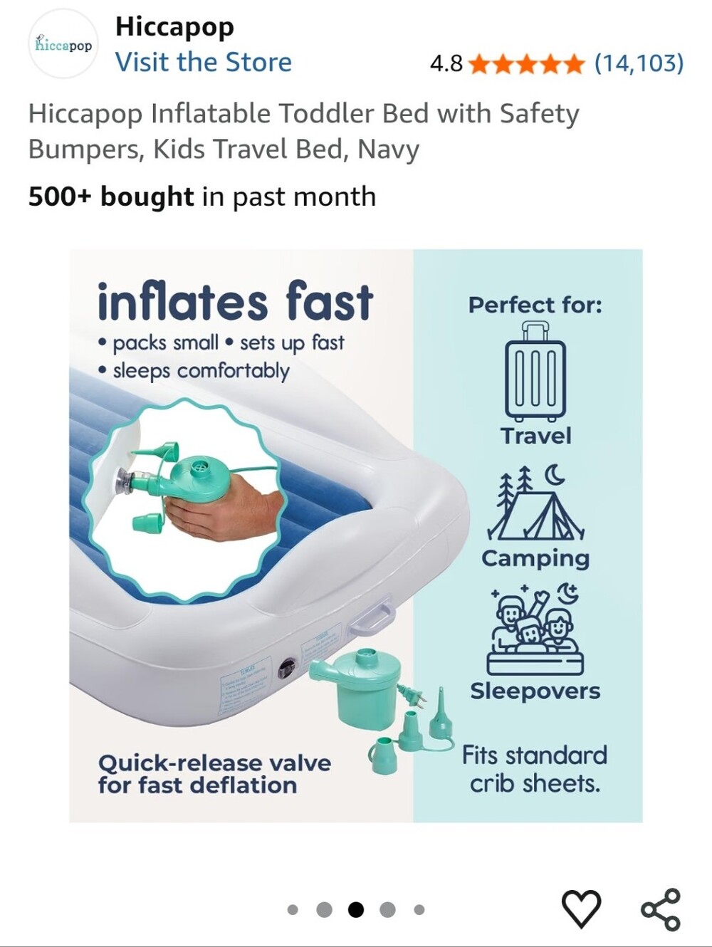Kids Inflatable Sleep Mat - White and Blue - Picture 13 of 15